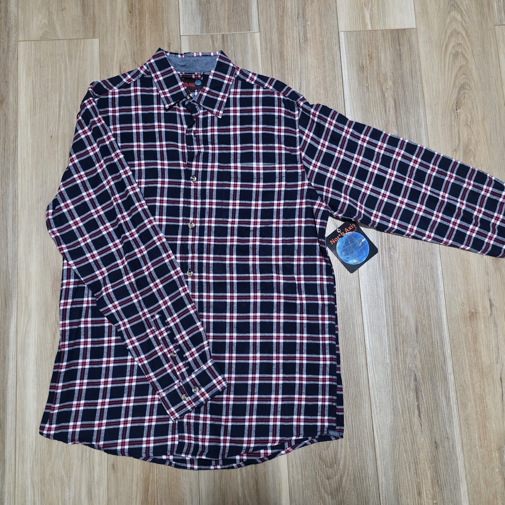 Men's Plaid Shirt - Black, Red, and White